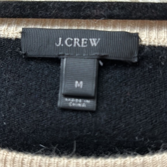 J.Crew elbow patch a button side pull over sweater women’s medium black cream - Picture 6 of 7